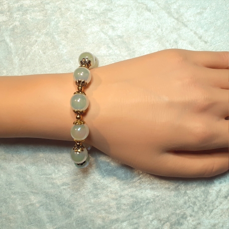 Armband große Größe bis 21cm Perlenschmuck Creme-Gold elegant