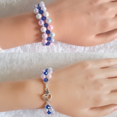 Armband Farbverlauf zweireihig Schmuck für Damen Perlenschmuck