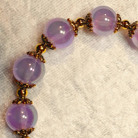 Armband große Größe bis 21cm Perlenschmuck Flieder-Gold elegant