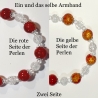 Armband große Größe bis 21 cm Perlenschmuck Rot-Gelb elegant