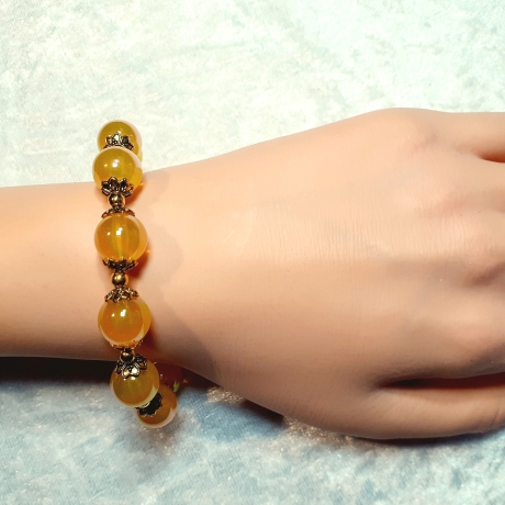 Armband große Größe bis 21cm Perlenschmuck Gelb-Gold elegant