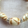 Glasperlenarmband♥Creme mit braunen Streifen♥von Hobbyhaus