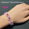Armband Gänseblümchen Pink Perlenschmuck niedlich Armreifen 