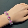 Armband Gänseblümchen Pink Perlenschmuck niedlich Armreifen 