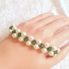 Armband zweireihig Weiß und Grün Schmuck für Damen Perlen-Schmuck