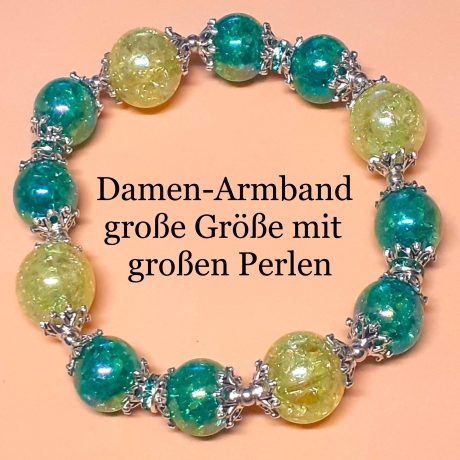 Armband große Größe bis 19-20 cm Perlenschmuck Grün elegant