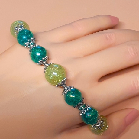 Armband große Größe bis 19-20 cm Perlenschmuck Grün elegant