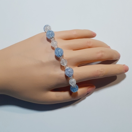 Armband große Größe bis 21 cm Perlenschmuck Hellblau elegant