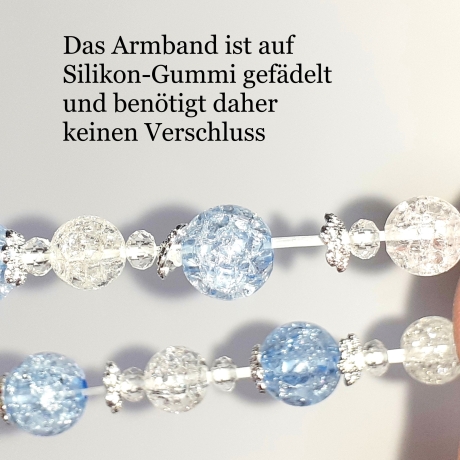 Armband große Größe bis 21 cm Perlenschmuck Hellblau elegant