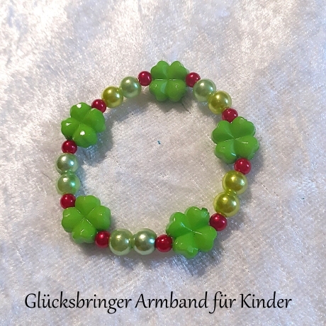 Glücksbringer-Armband mit Kleeblatt Kinderschmuck Geschenk-Idee