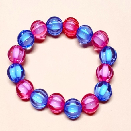 Kinder-Armband Armreifen Perlen-Schmuck Pink-Blau Kinderschmuck