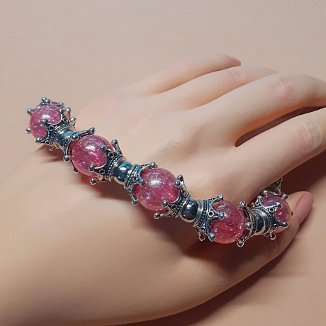 Extravagantes Armband große Größe bis 21-23 cm Perlenschmuck Rosa