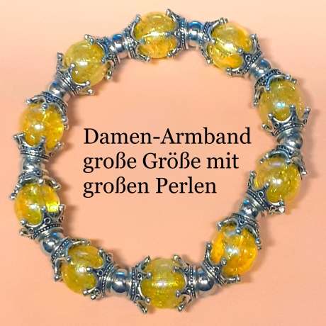 Extravagantes Armband große Größe bis 21-23 cm Perlenschmuck Gelb