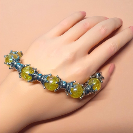 Extravagantes Armband große Größe bis 21-23 cm Perlenschmuck Gelb