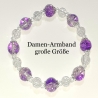 Armband große Größe bis 21 cm Perlenschmuck Lila-Silber elegant