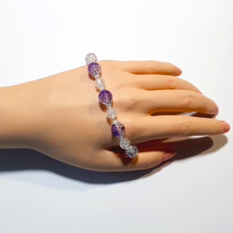 Armband große Größe bis 21 cm Perlenschmuck Lila-Silber elegant
