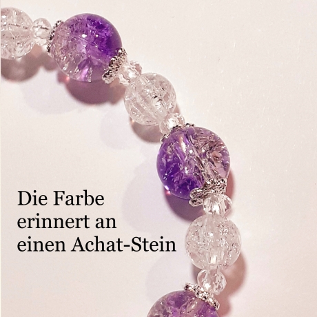 Armband große Größe bis 21 cm Perlenschmuck Lila-Silber elegant