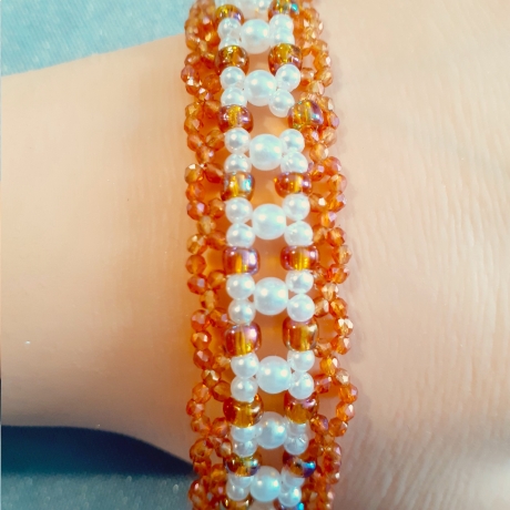 Armband Mini-Perlen Orange Schmuck für Jugendlichen & Erwachsene