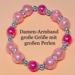 Armband große Größe bis 21 cm Perlenschmuck Rosa und Pink elegant