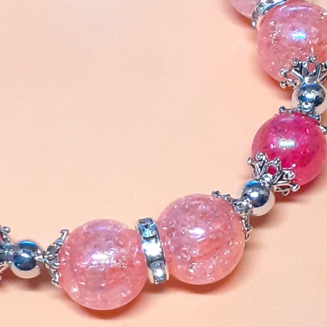 Armband große Größe bis 21 cm Perlenschmuck Rosa und Pink elegant