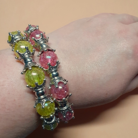 Extravagantes Armband große Größe bis 21-23 cm Perlenschmuck Rosa