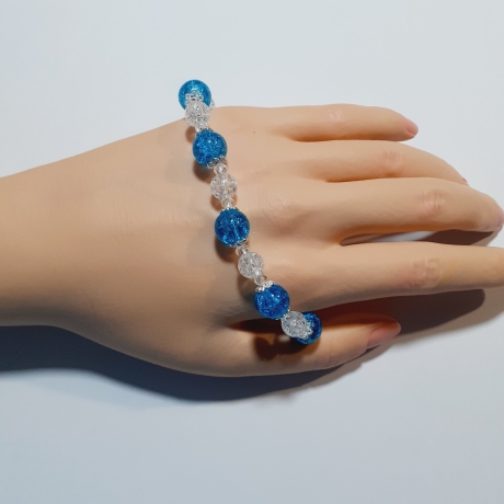 Armband große Größe bis 21 cm Perlenschmuck Poolblau elegant