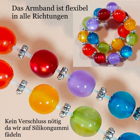 Regenbogen Armband Armreifen Schmuck für Jugendlichen u. Damen