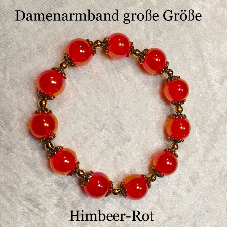 Armband große Größe bis 21cm Perlenschmuck Rot-Gold elegant