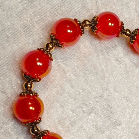 Armband große Größe bis 21cm Perlenschmuck Rot-Gold elegant