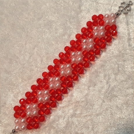 Perlen-Armband 3cm breit Schmuck Jugendlichen & Erwachsene Rot