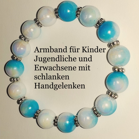 Kinder-Armband Armreifen Perlen-Schmuck Blau-Weiß Kinderschmuck