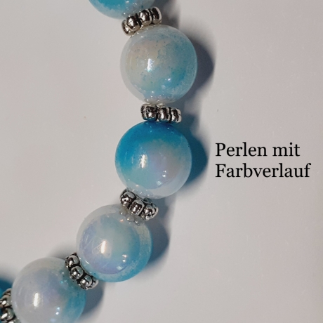 Kinder-Armband Armreifen Perlen-Schmuck Blau-Weiß Kinderschmuck
