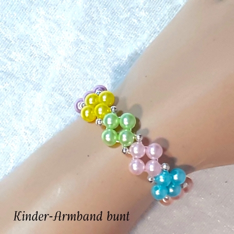 Kinder-Jugend-Armband Schmuck elastisch Perlen gefädelt Bunt