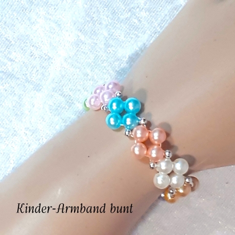 Kinder-Jugend-Armband Schmuck elastisch Perlen gefädelt Bunt