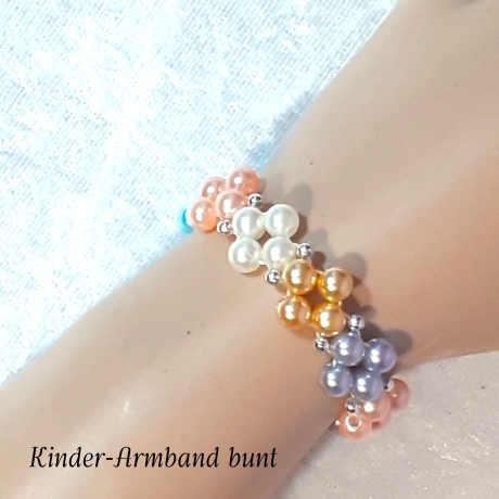 Kinder-Jugend-Armband Schmuck elastisch Perlen gefädelt Bunt