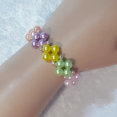 Kinder-Jugend-Armband Schmuck elastisch Perlen gefädelt Bunt