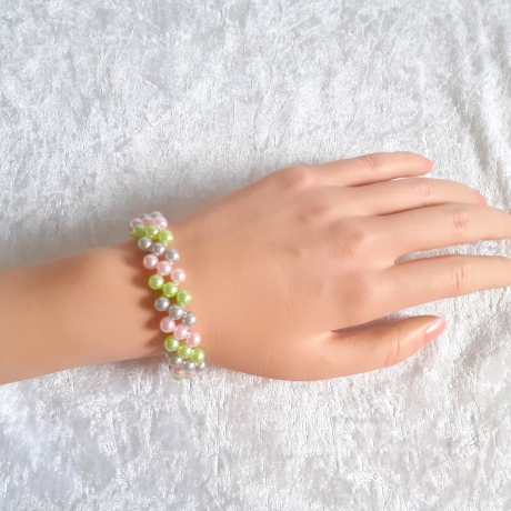 Perlen-Armband Schmuck für Jugendlichen & Erwachsene dreifarbig