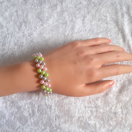 Perlen-Armband Schmuck für Jugendlichen & Erwachsene dreifarbig
