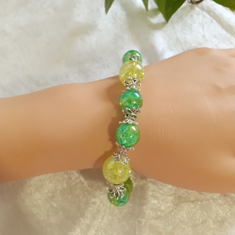 Armband große Größe bis 19-20 cm Perlenschmuck Grün elegant