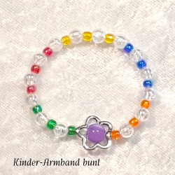 Kinder-Armband Schmuck elastisch Perlen gefädelt, dreifarbig bunt