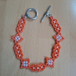 Armband aus Toho-Perlen, orange /weiß,Handarbeit