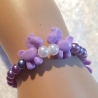 Kinder-Armband Schmuck elastisch Perlen gefädelt Lila mit Ponny