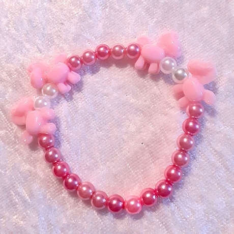 Kinder-Armband Schmuck elastisch Perlen gefädelt Rosa mit Ponny