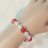Kinder-Jugend-Armband Schmuck elastisch Perlen Himbeer-Rot