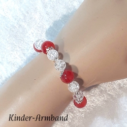 Kinder-Jugend-Armband Schmuck elastisch Perlen Himbeer-Rot