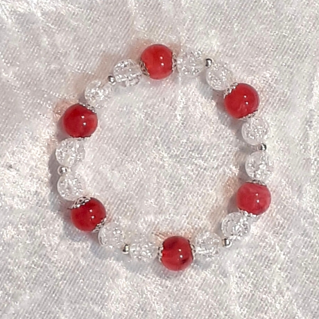 Kinder-Jugend-Armband Schmuck elastisch Perlen Himbeer-Rot