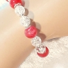 Kinder-Jugend-Armband Schmuck elastisch Perlen Himbeer-Rot