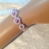 Kinder-Armband Gänseblümchen Lila-Weiß Perlenschmuck niedlich Arm