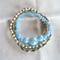 Perlenarmband♥3er Set♥hellblau-creme-silber♥von Hobbyhaus