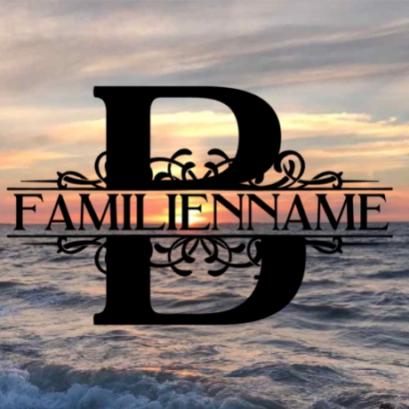 Aufkleber Monogramm B mit Familiennamen